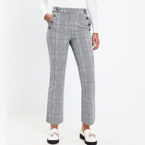 NWT Loft Petite Mariner Kick Crop Pants in Plaid Bi-Stretch - size 6P